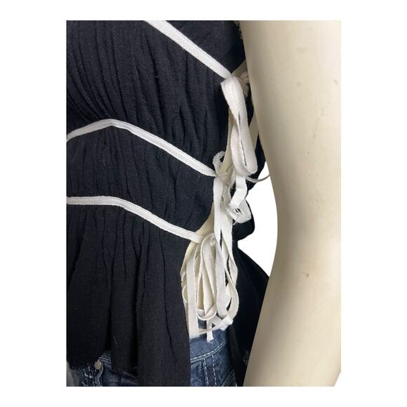 Sky to Moon Flutter Sleeve Smocked Babydoll Top Black Women's Size S Summer Cute - Picture 6 of 11